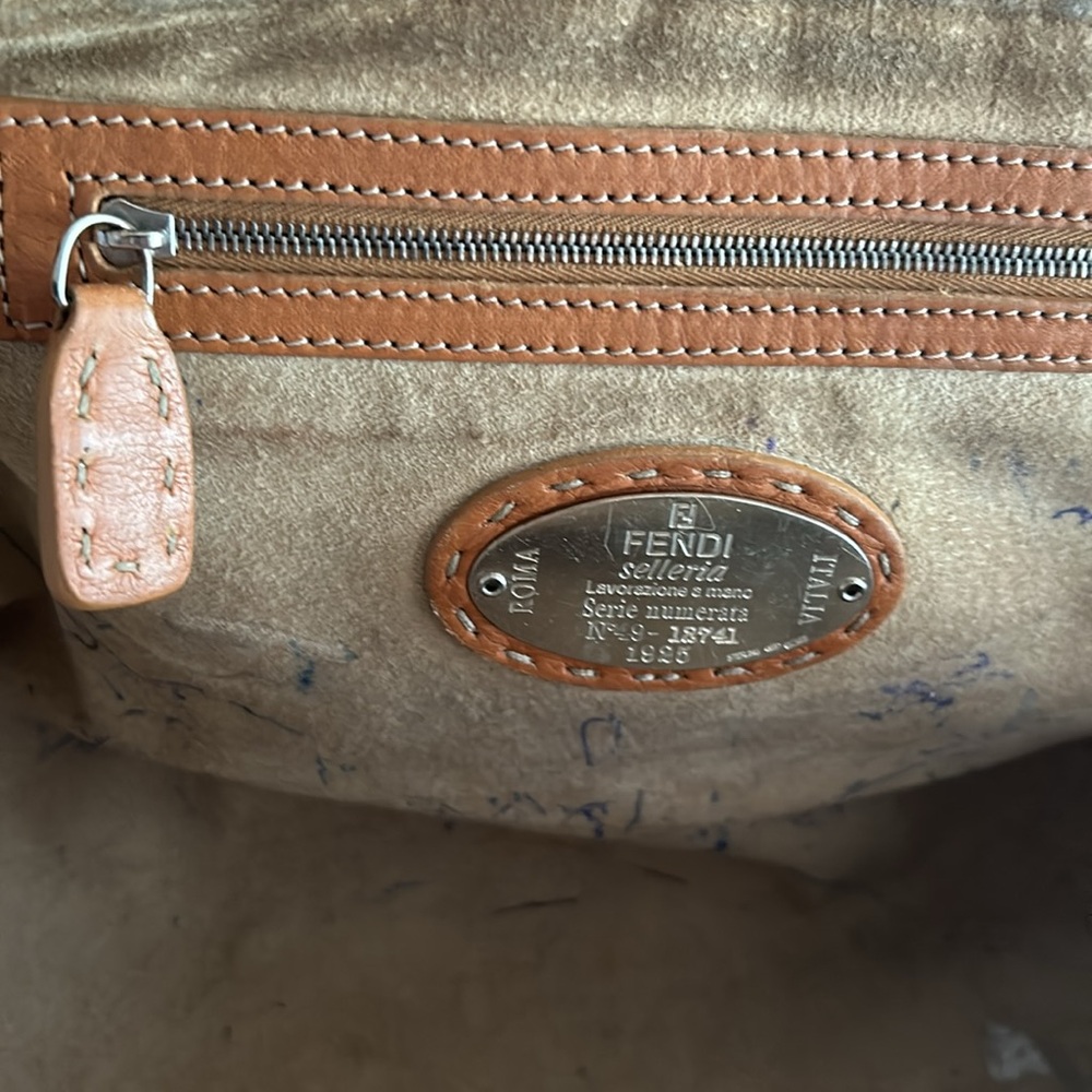 FENDI Selleria Doctor Bag pebbled leather 🇮🇹 PRE-LOVED Caramel - Picture 14 of 14